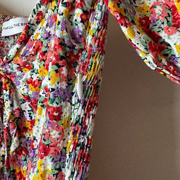 Faithfull the Brand X Lennox Midi Ditzy Floral White Red Yellow Dress Size Small - Picture 7 of 14